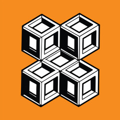 Geometric cube illusion pattern vector 