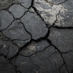 Rough Black Asphalt Texture with Coarse Grainy Details