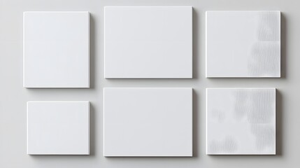 Set of White Canvas Panels in Different Sizes on a Neutral Background