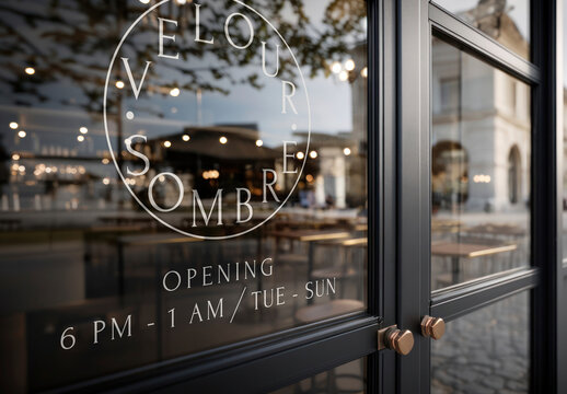 Elegant Restaurant Storefront Mockup PSD