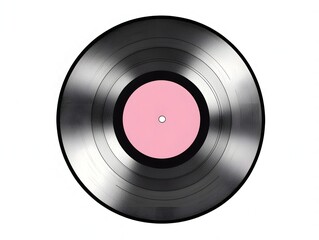 Watercolor Illustration of a Vinyl Record with a Pink Center