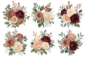 Elegant watercolor rose clip art featuring soft, hand-painted floral elements in delicate tones.