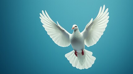 White Dove of Peace on a Beautiful Blue Background for Copy Space