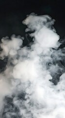 White Smoke Isolated on Black Background with Soft Texture Effects
