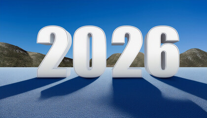 year number 2026 cloud background