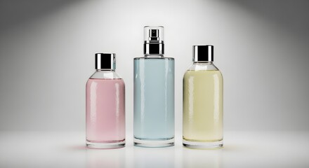 Elegant Perfume Bottles on White Background for Beauty and Fragrance Products