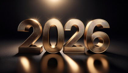 2026 year number metallic background