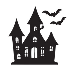 halloween castle with bats ปราสาท