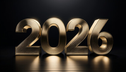 2026 year number metallic background