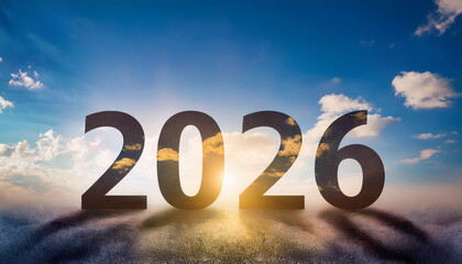 numbers year 2026 sky background