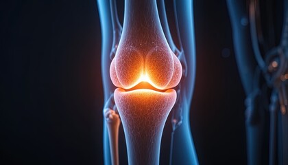 Stunning knee joint visualization displaying pain and inflammation for medical education or pharmaceutical advertising using advanced technology