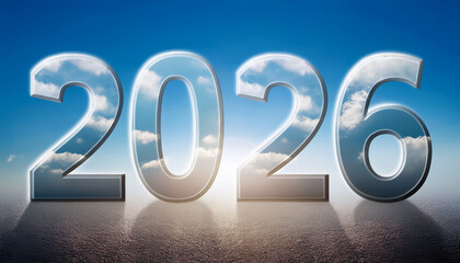 numbers year 2026 sky background