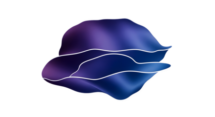 Abstract Fluid Shape with White Outlines on White Background.