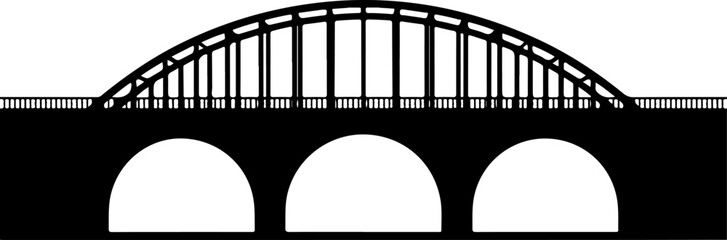 Three-arched truss bridge silhouette