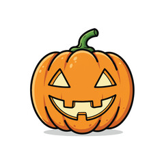 Fototapeta premium A cartoon jack-o-lantern with a smiling face on a white background