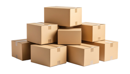Stack of cardboard moving boxes ready for shipping, storage, or relocation
