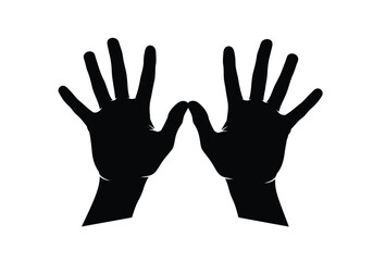 Obraz premium Vector illustration of silhouette of two open hands