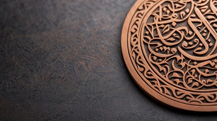 Intricate Islamic Calligraphy Engraving on Metal Surface Perfect for Cultural and Artistic Display