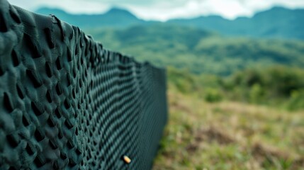 Close-Up of Reinforced Backstop for Shooting Range Surrounded by Natural Landscape