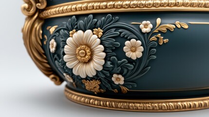 Decorative Plate in Royal Style with Deep Relief Floral Patterns and Elegant Detailing
