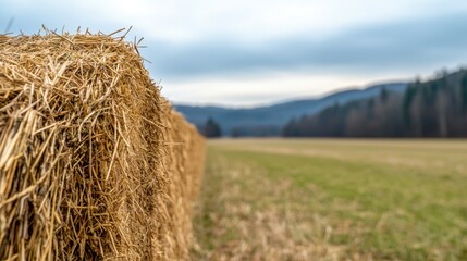 Hay Bales in a Rustic Setting with a Scenic Backdrop Ideal for Bowhunting Practice or Range Setup