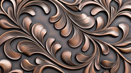 Magnified View of an Engraved Metal Plate Showcasing Intricate Organic Patterns and Textures in Detail