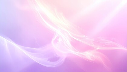 Abstract ethereal light waves in soft pastel pink and purple hues create a dreamy glowing effect with shimmering particles and smooth gradients for a gentle and serene backdrop