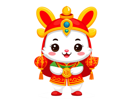 A cute cartoon animal like a funny cow or happy cat wearing a Santa Claus toy gift illustration is a Chinese New Year vector icon