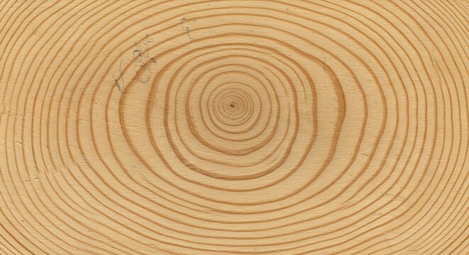 Wood grain reveals concentric tree rings indicating growth