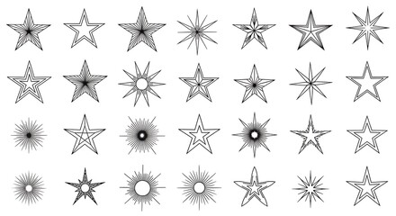 Collection of intricate star and snowflake designs