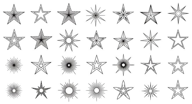 Collection of intricate star and snowflake designs