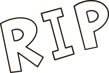 Black line Rip word cartoon