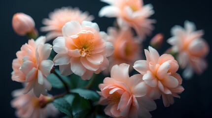 a soft moody of peach-colored flowers with a dreamy, blurred effect