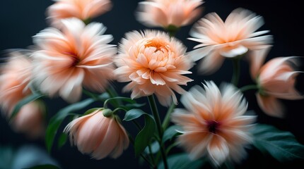 a soft moody of peach-colored flowers with a dreamy, blurred effect