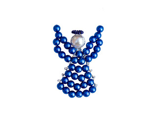 Christmas angel gift for family. Royal blue bead angel ornament. Christmas tree decoration