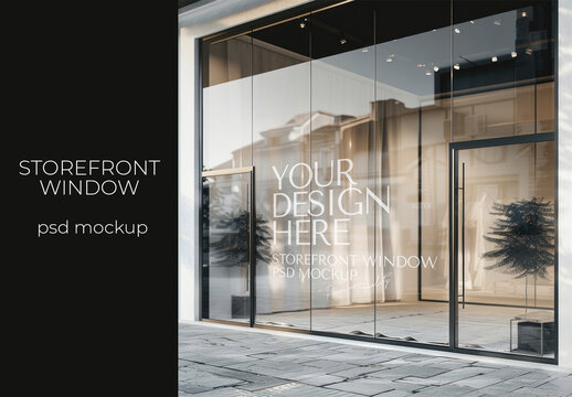 Modern Storefront Glass Window Mockup