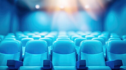 Obraz premium Empty theater seats await audience rows of unoccupied chairs in an auditorium empty