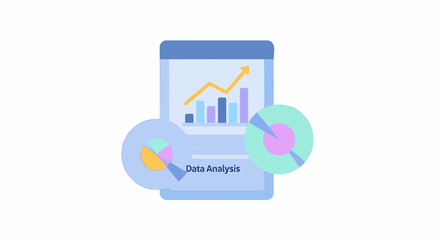 AI Technology Flat Icon Minimal Vector Illustration of Data Analysis 