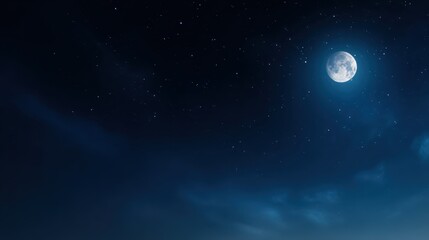 Full moon illuminates night sky bright full moon shines clearly in dark night sky