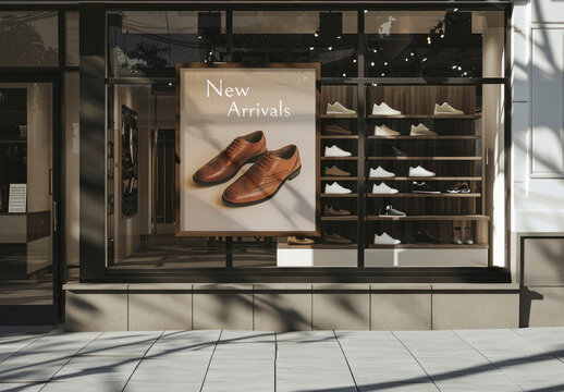 Shoe Store Window Display Mockup
