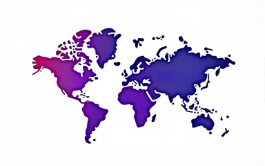 Obraz premium Minimalist Globe Map: Purple Blue Gradient Travel Background - Global Travel Agency Design. High quality