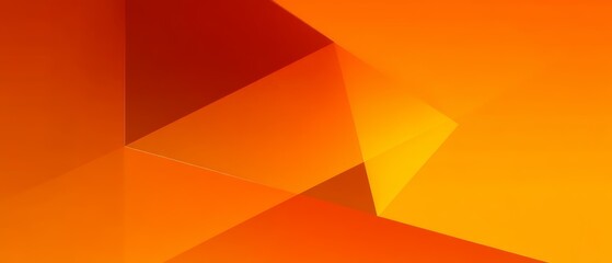 Modern abstract geometric background with overlapping transparent orange and yellow angular shapes. Dynamic futuristic design with light, shadow, and 3D effects. Ideal for tech presentations, corporat