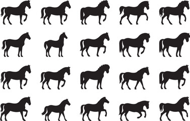 Horse Silhouettes in Various Poses icon collection