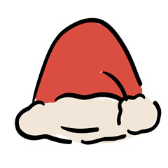 santa claus hat Merry Christmas hand drawn doodle icon vector 