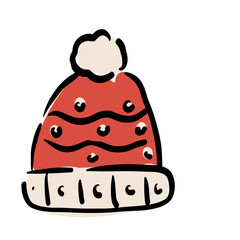 beanie hat Merry Christmas hand drawn doodle icon vector 