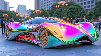 Futuristic Chrome Car Design with Reflective Finish