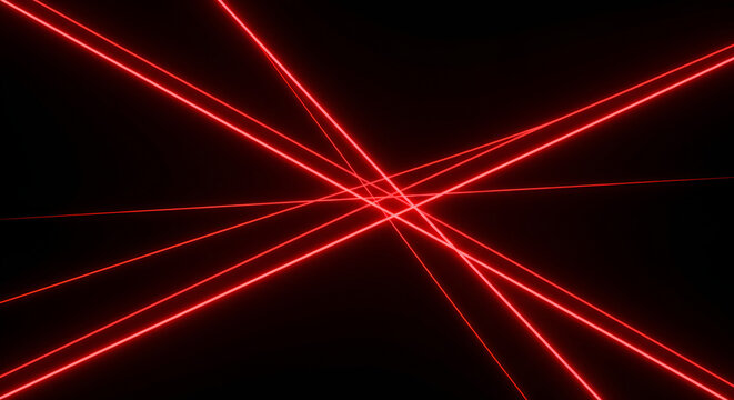 Dynamic Abstract Background with Intersecting Red Laser Beams on Black