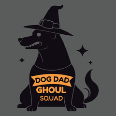 Halloween dog dad ghoul squad witch hat vector illustration