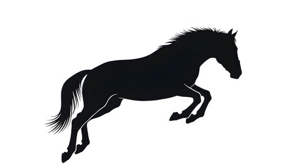Fototapeta premium Black silhouette of a galloping horse isolated on transparent background