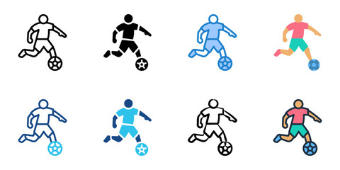 Kicking ball icon set multiple style collection 
